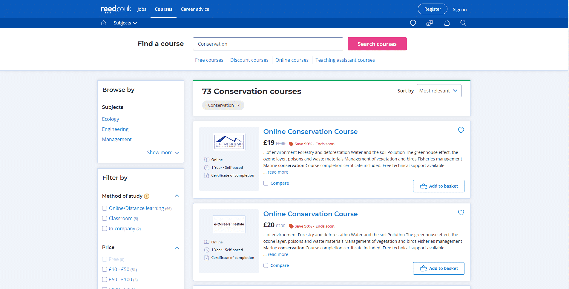 reed.co.uk Learn Conservation Lessons Online