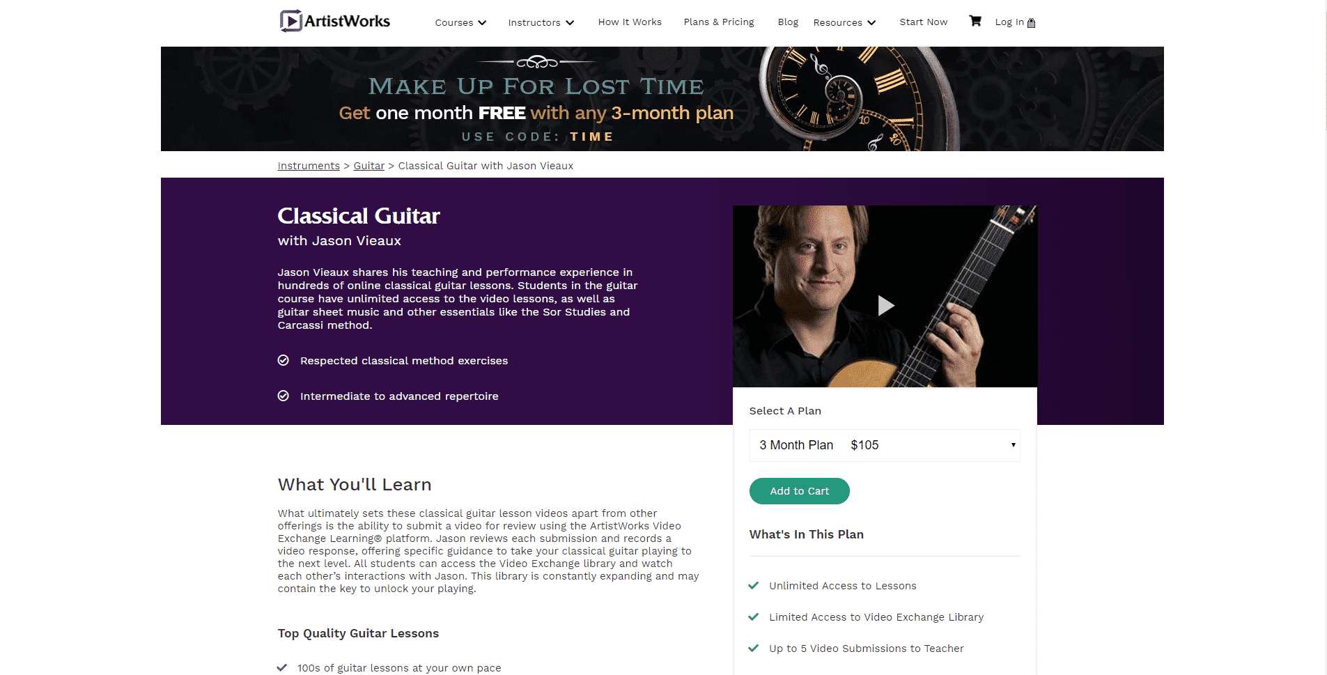 Artistwork Classical Guitar Lesson Online