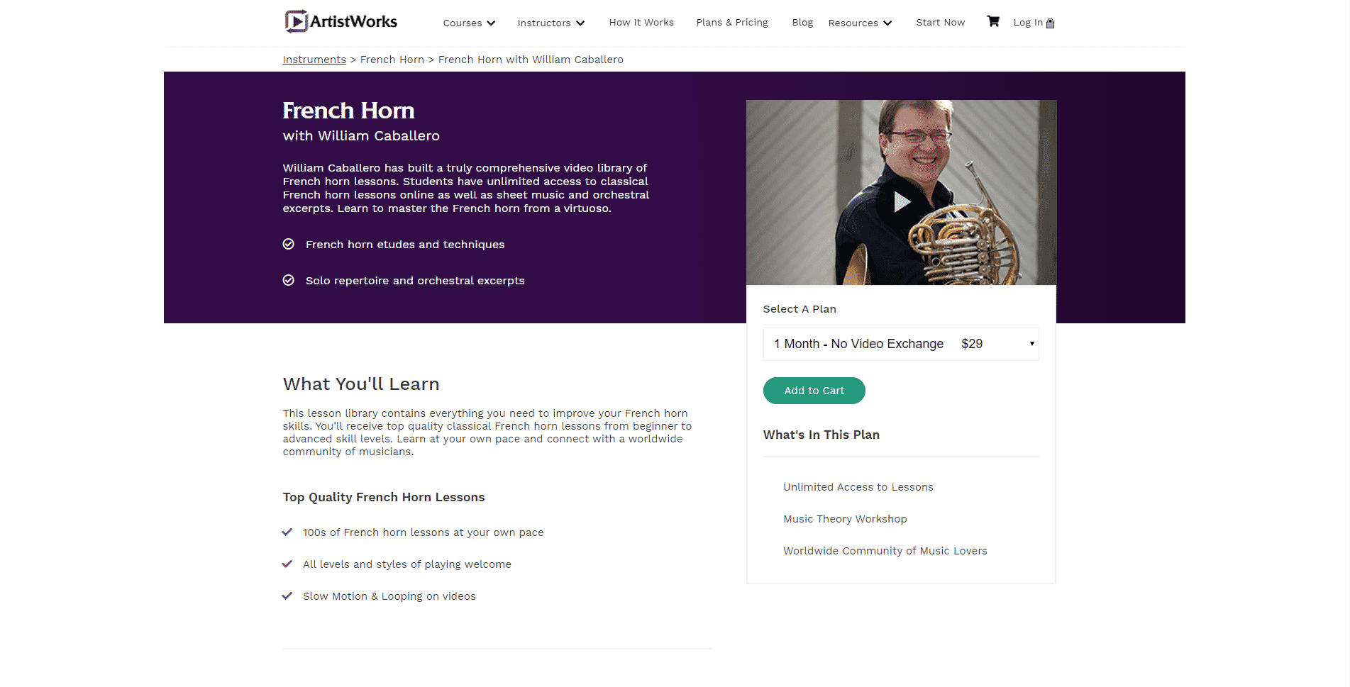 Artistwork French Horn Lessons Online