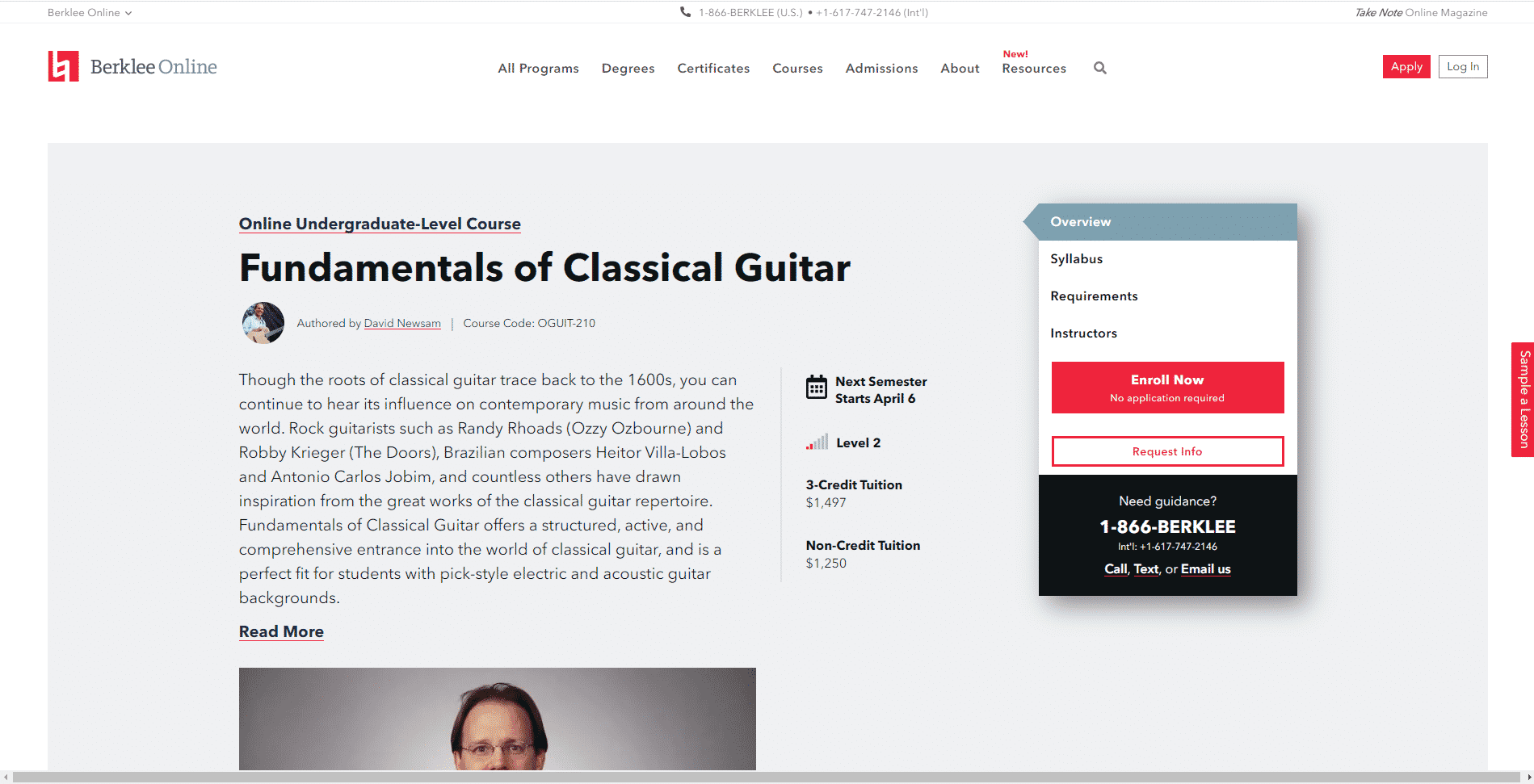 Berklee Classical Guitar Lesson Online
