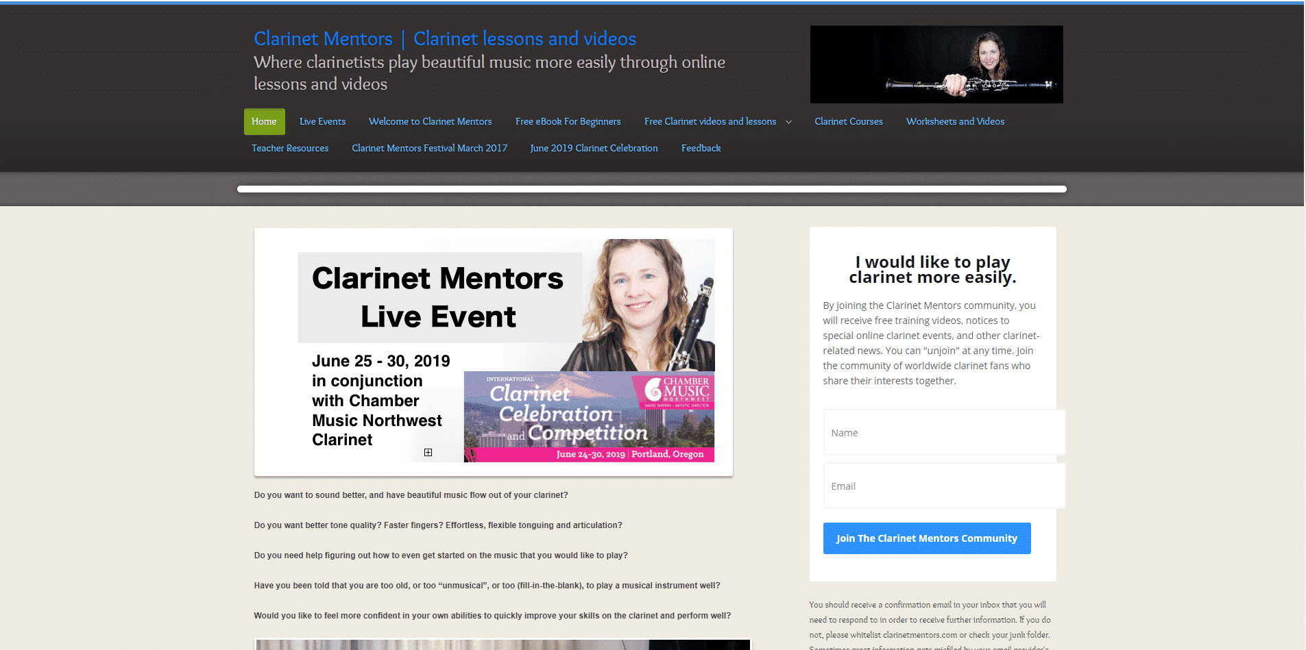 Clarinet Mentors Michelle Anderson Clarinet Lesson Online