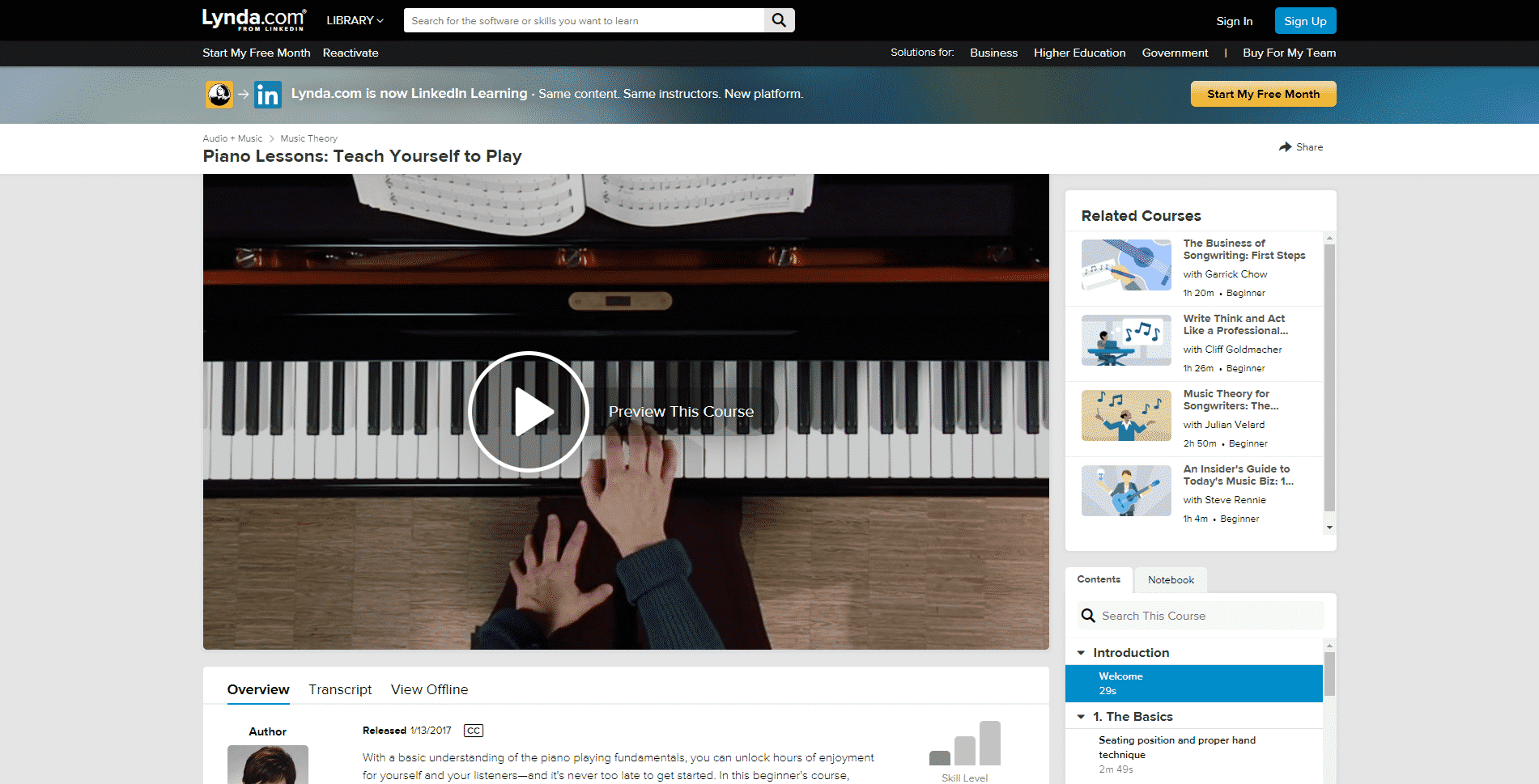 Lynda Piano Lessons Online