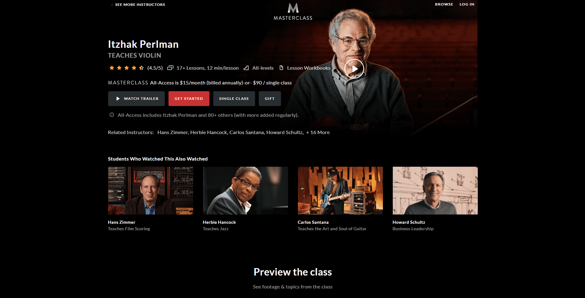 MasterClass Itzhak Perlman Learn Violin Lessons Online