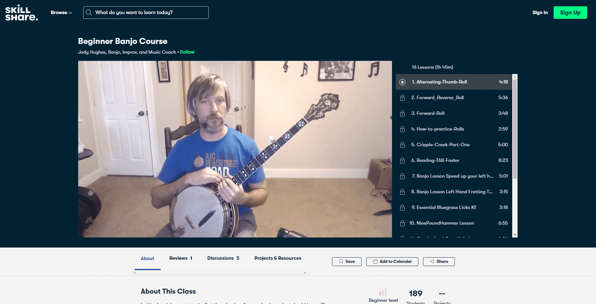 Skillshare Beginner Banjo Course