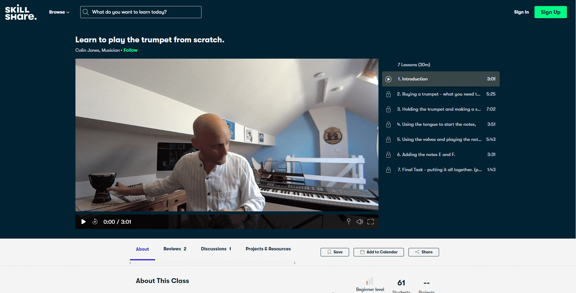 Skillshare Course 1 Trumpet Lessons Online