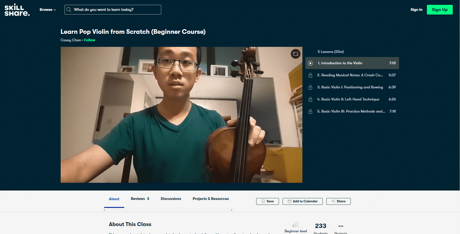 Skillshare Course 1 Violin Lessons Online