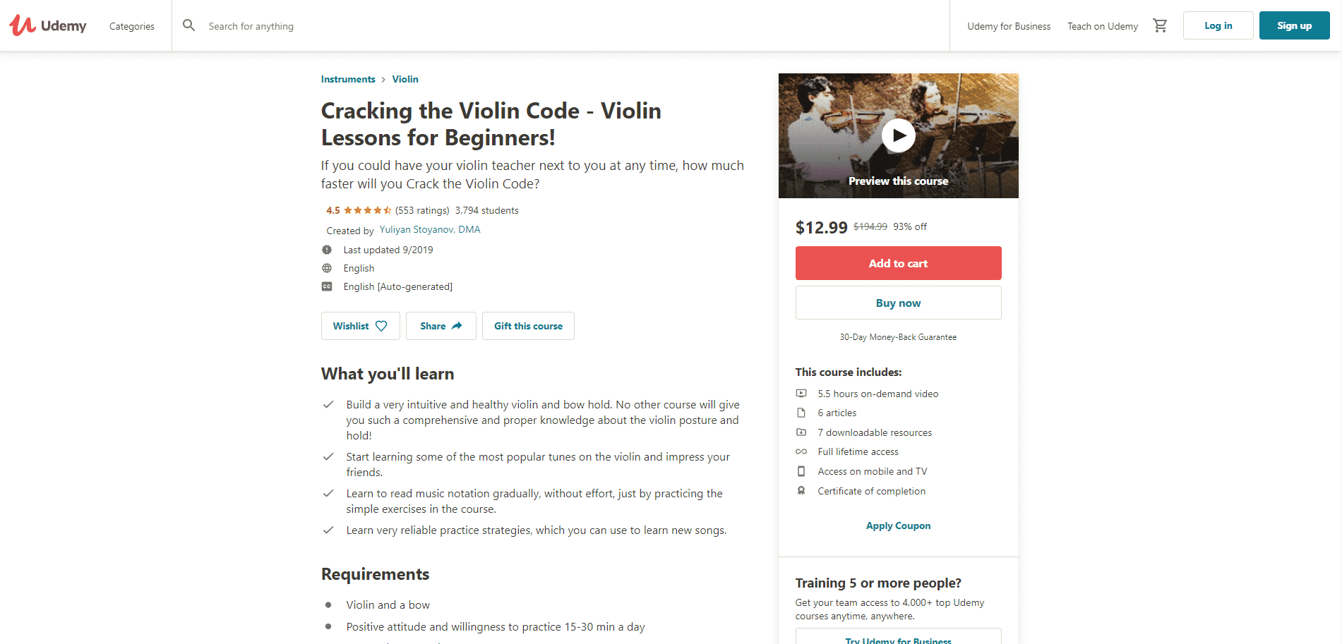 Udemy Course 2 Violin Lessons Online