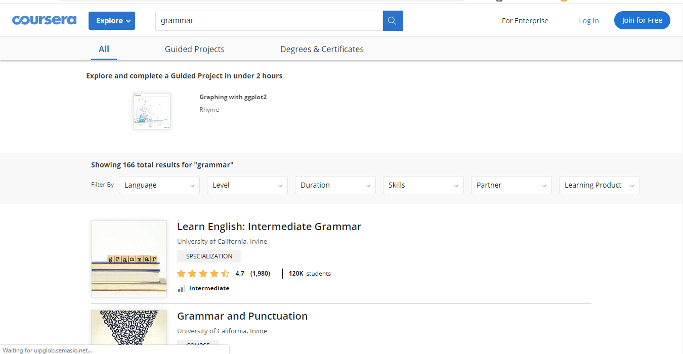 Coursera learn grammar lessons online