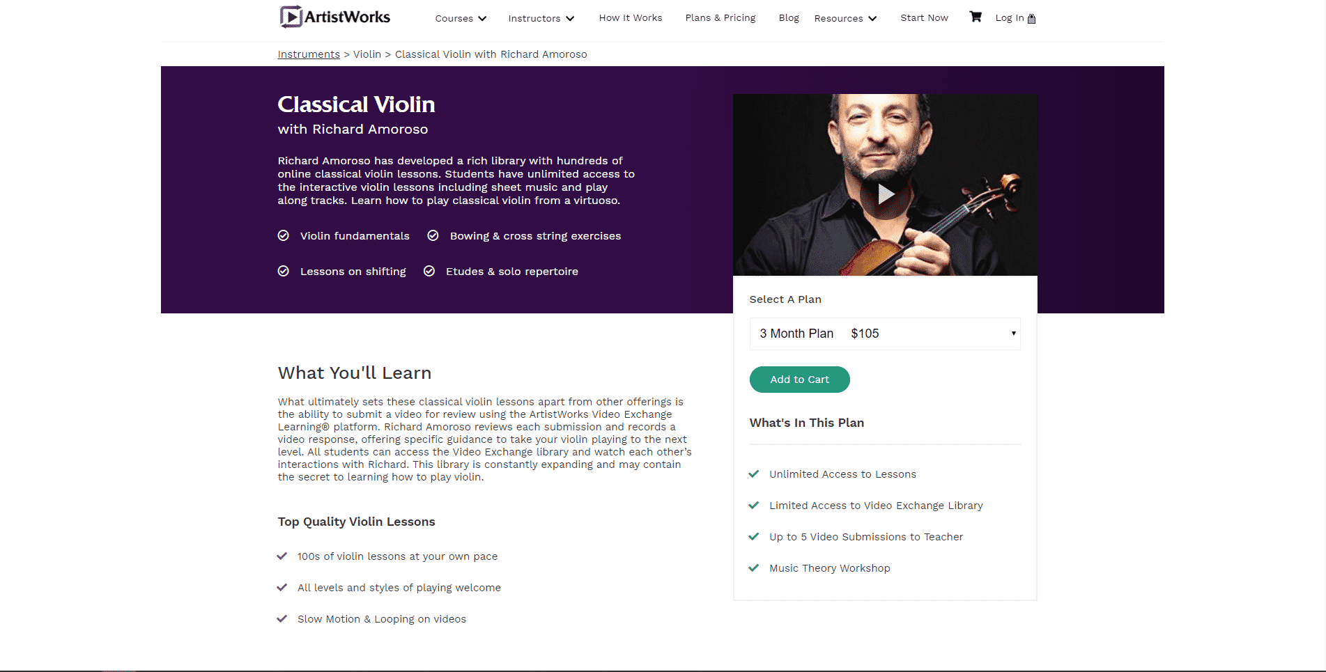 ArtistWorks Learn violin lessson for Intermediate