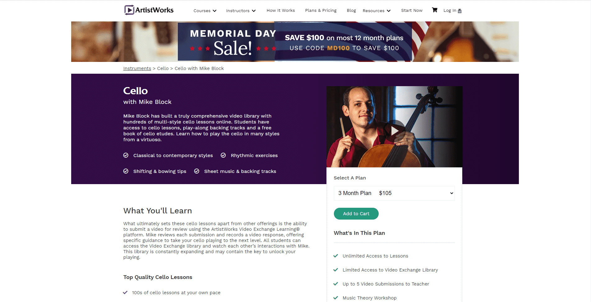 Artistworks Cello Lessons for Intermediate Online