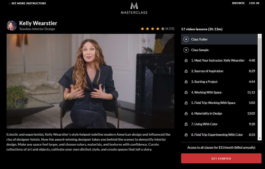 MasterClass Kelly Wearstler Interior Design Lesson Review