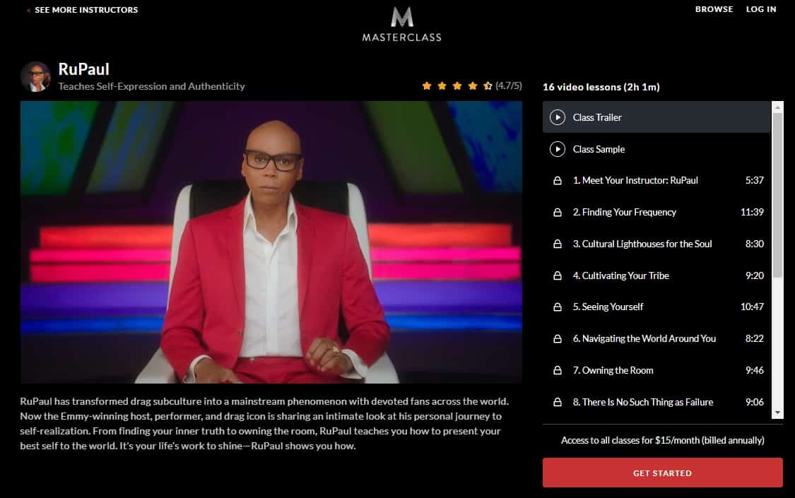 MasterClass RuPaul Self-Expression and Authenticity Lesson Review