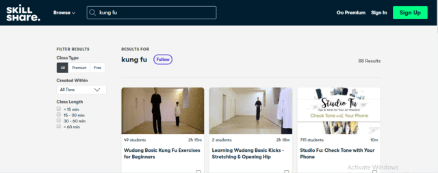 SkillShare Learn Kung Fu Lessons Online