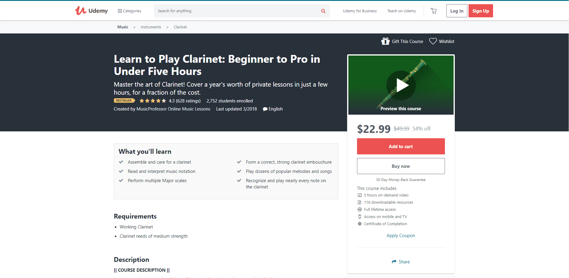 Udemy 1 Clarinet Lessons for Intermediate Online