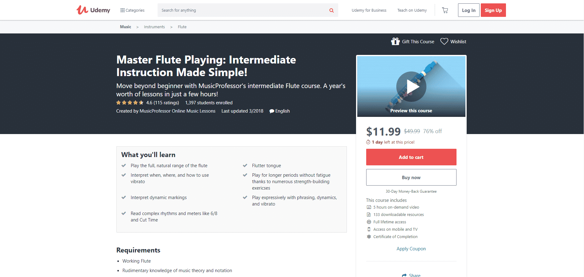 Udemy 1 Flute Lessons for Intermediate Online