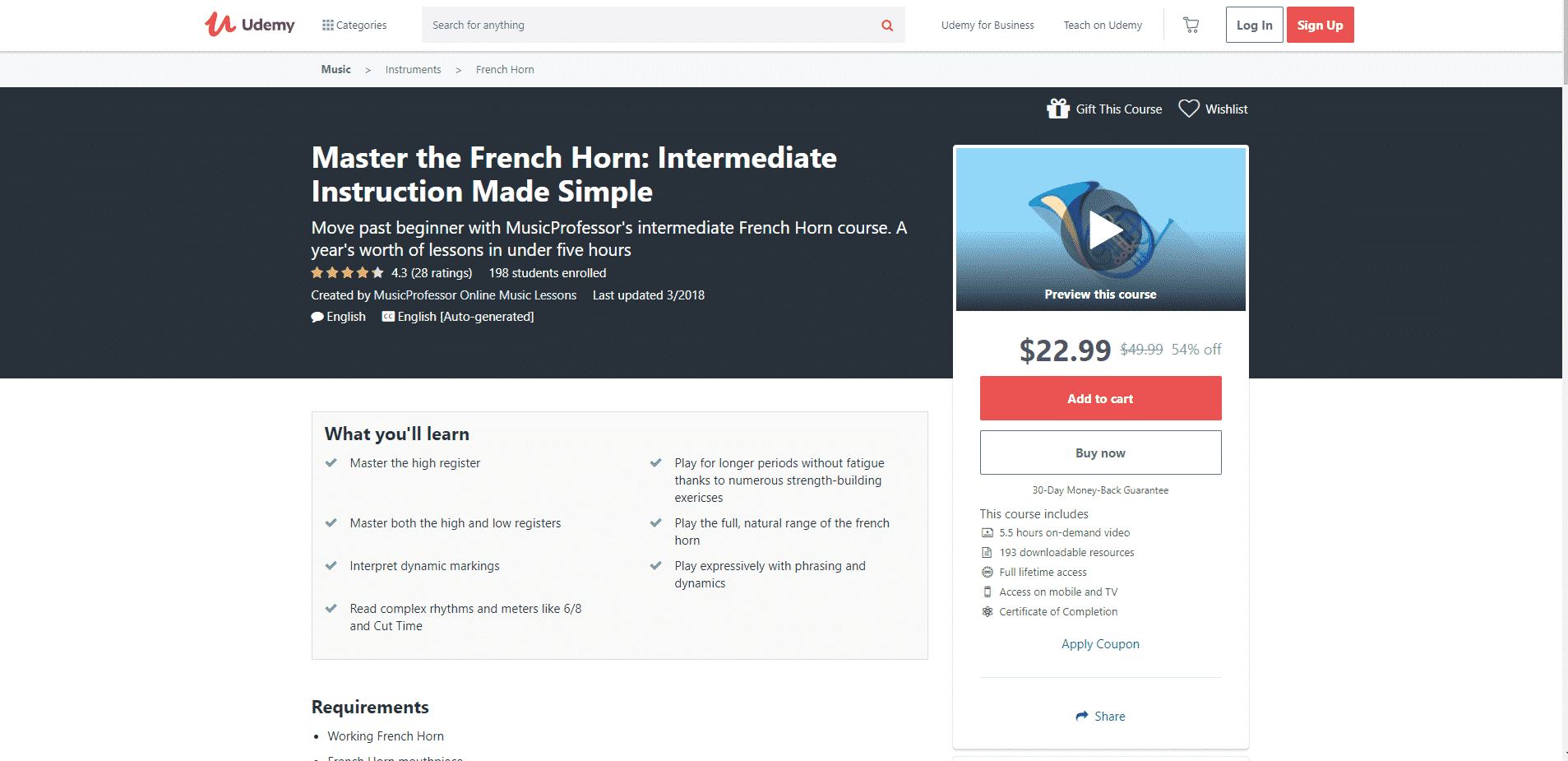 Udemy 2 French Horn Lessons for Intermediate Online