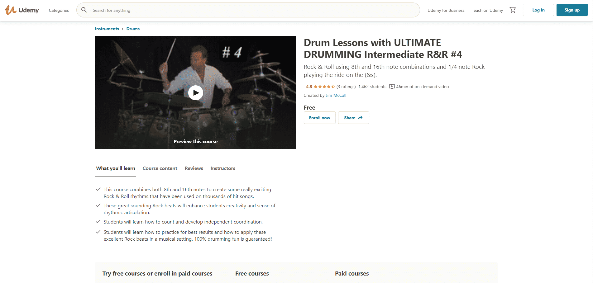 Udemy 3 Drum Lessons for Intermediate Online