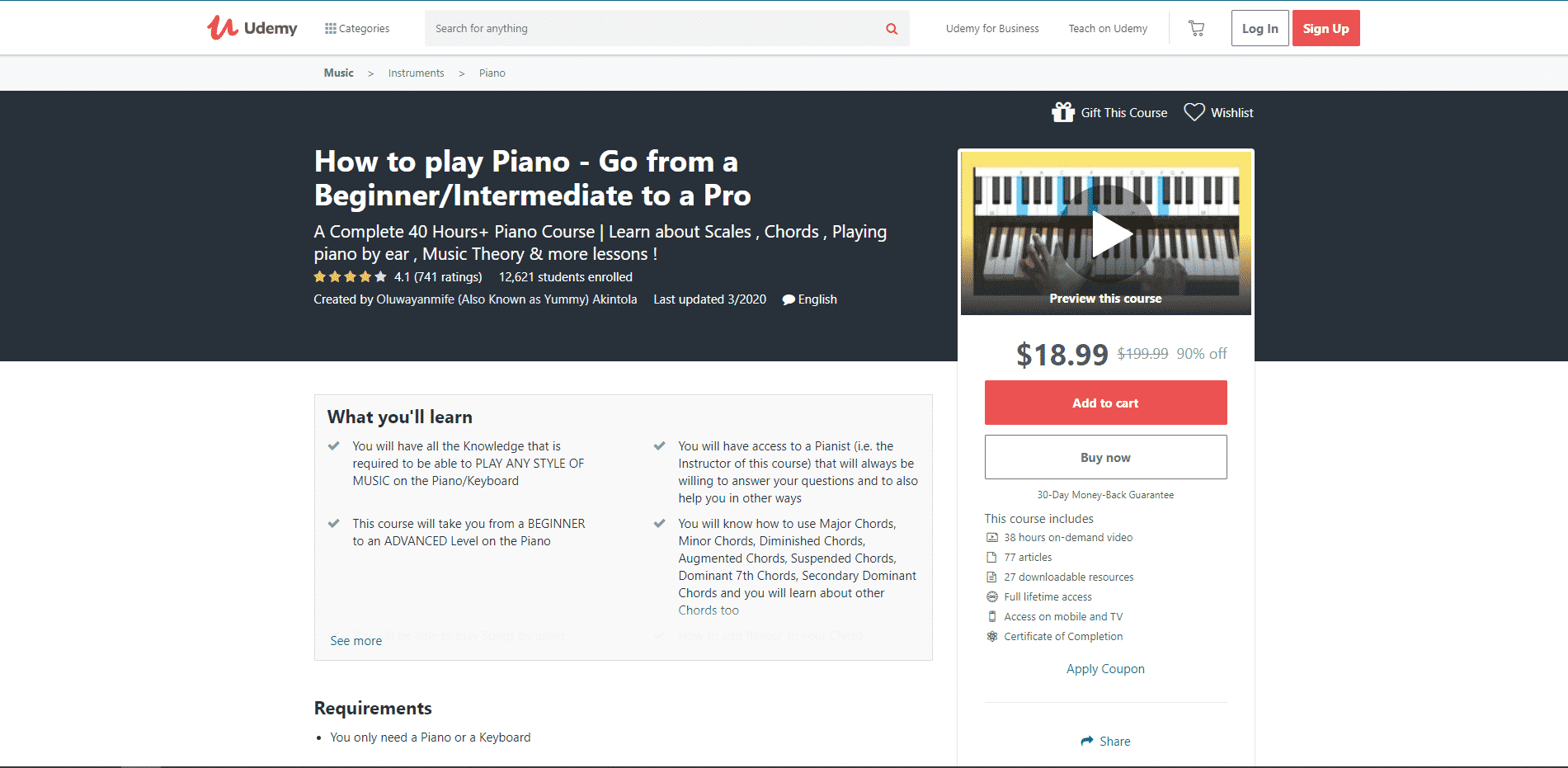 Udemy Piano Lessons for Intermediate Online