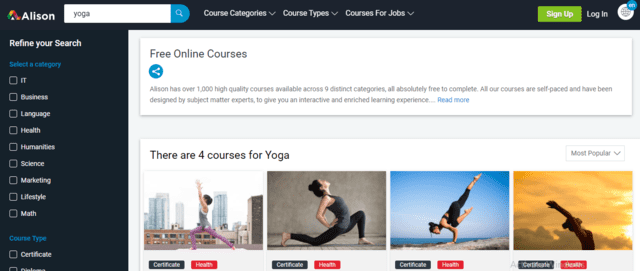 Alison Learn Yoga Lessons Online