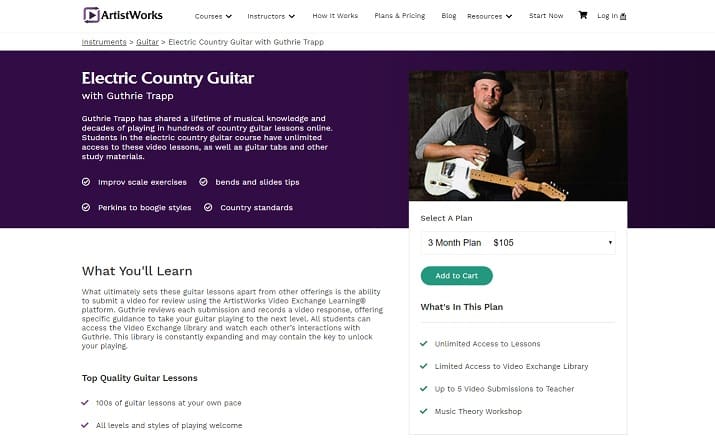 artistworks learn electric guitar lessons online