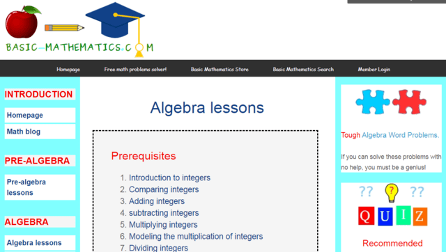 Basicmathematics Learn Algebra Lessons Online