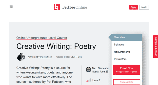 Berklee Learn Poems Lessons Online