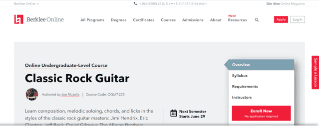 Berklee Learn Rock Guitar Lessons Online