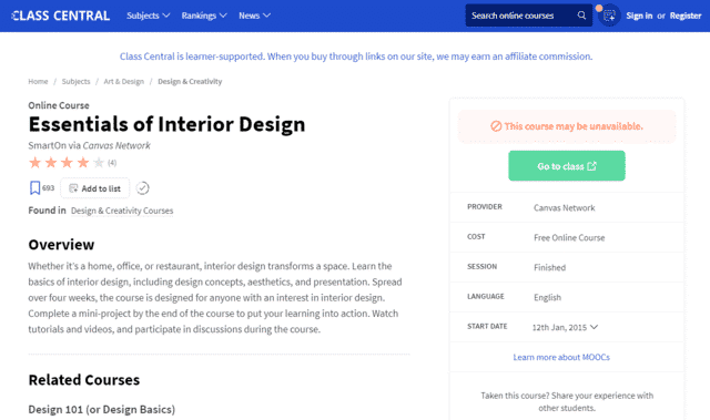 ClassCentral Learn Interior Design Lessons Online