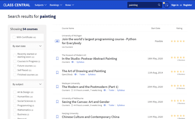 ClassCentral Learn Painting Lessons Online