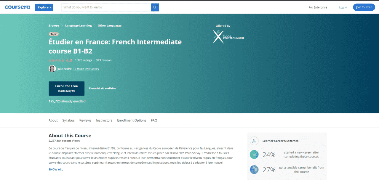 Coursera Learn French Lessons Online