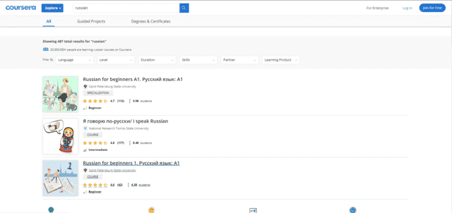 Coursera Learn Russian Lessons Online