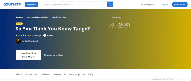 Coursera Learn Tango Lessons Online