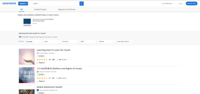 Coursera Learn Youth Lessons Online