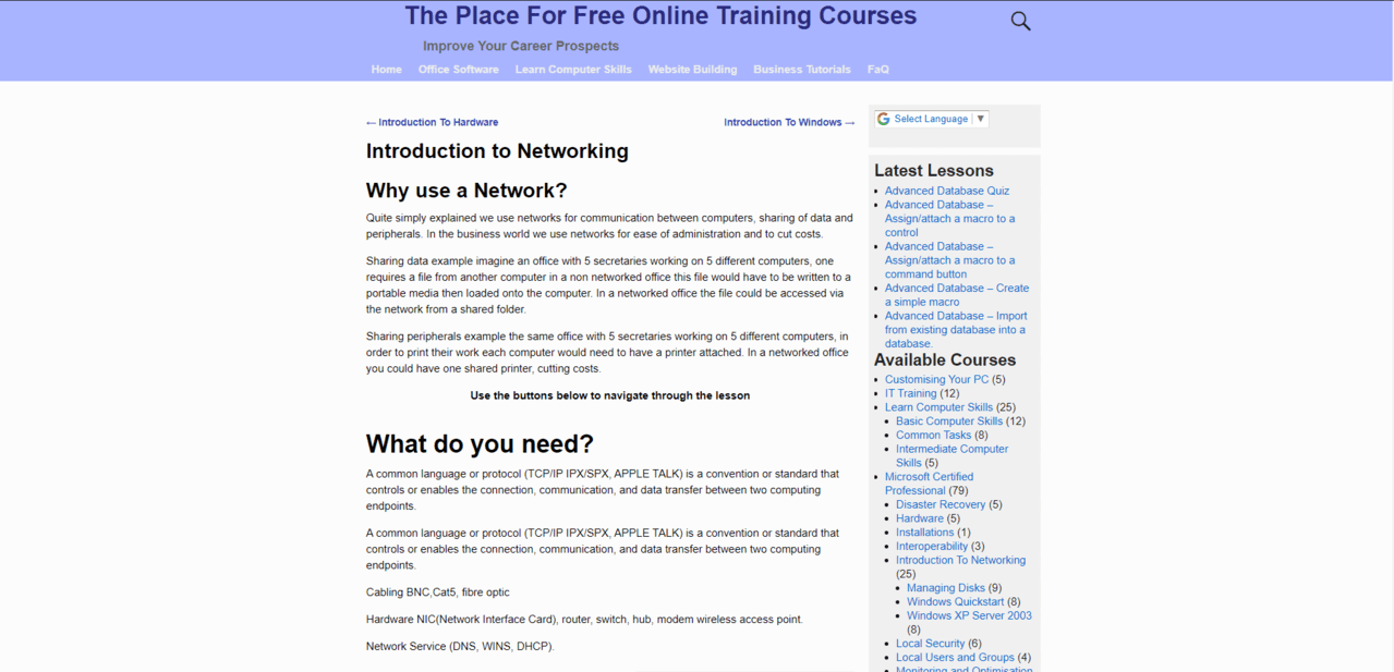 Free Online Training Courses Learn Networking Lessons Online