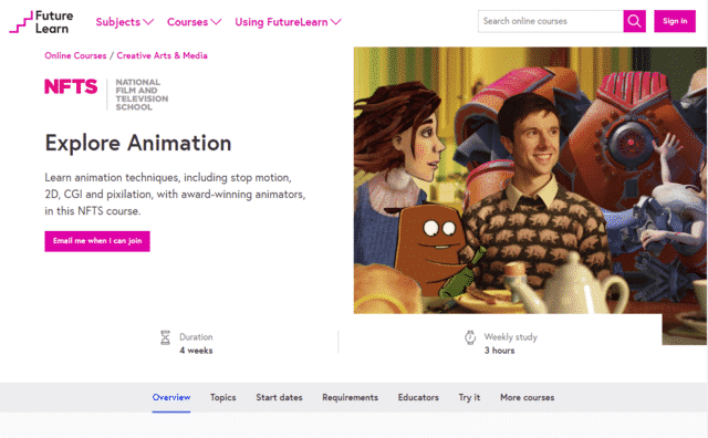 FutureLearn Learn Animation Lessons Online