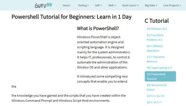 Guru99 Learn Powershell Lessons Online