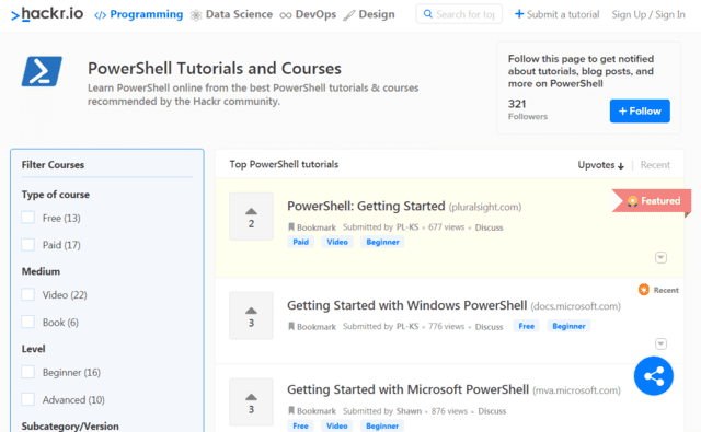 Hackr Learn Powershell Lessons Online