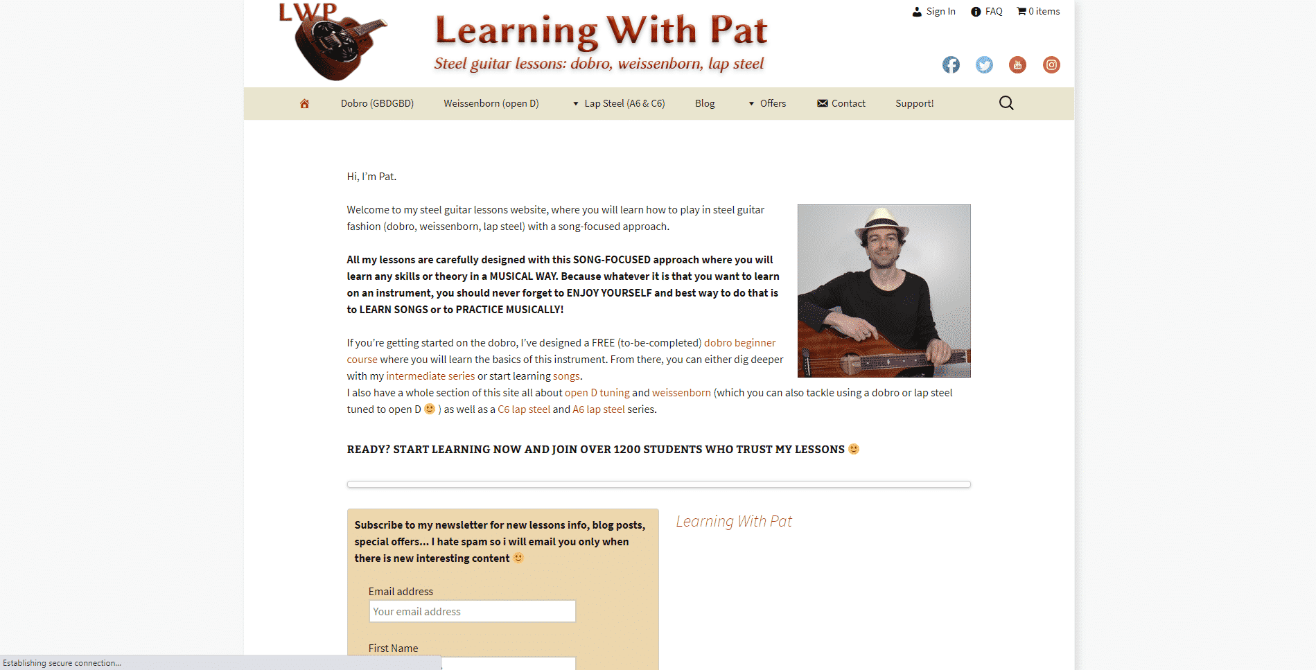 learningwithpat Dobro Lessons for Intermediate Online