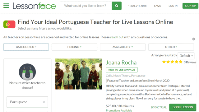Lessonface Learn Portuguese Lessons Online