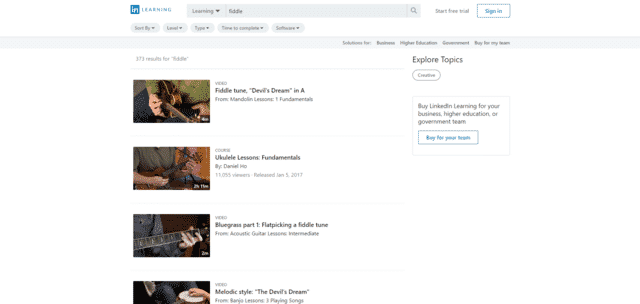 Linkedin Learn Fiddle Lessons Online