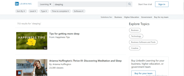 LinkedIn Learn Sleeping Lessons Online