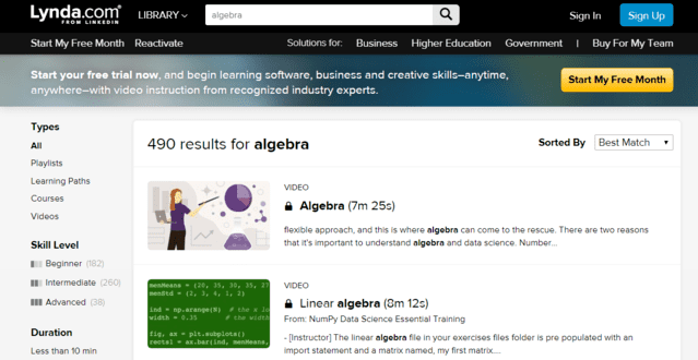 Lynda Learn Algebra Lessons Online