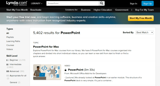 Lynda Learn PowerPoint PPT Lessons Online