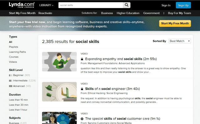 Lynda Learn Social Skills Lessons Online