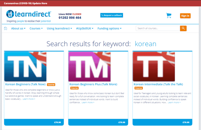 learndirect learn korean lessons online