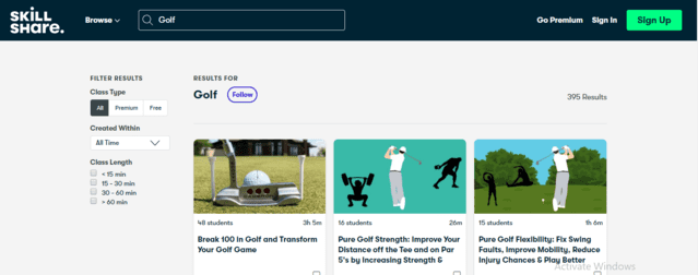 SkillShare Learn Golf Lessons Online