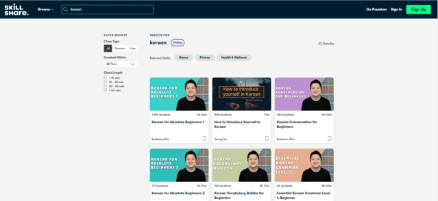 skillshare learn korean lessons online