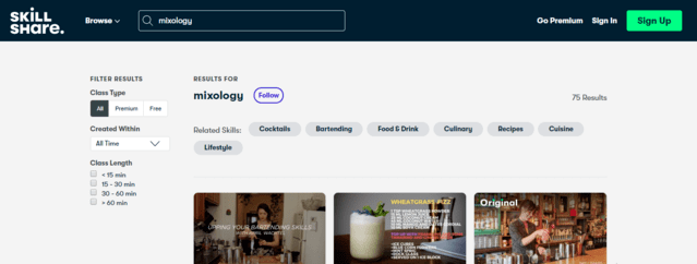 SkillShare Learn Mixology Lessons Online