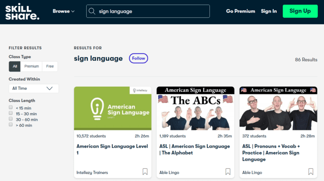 Skillshare Learn Sign Language Lessons Online