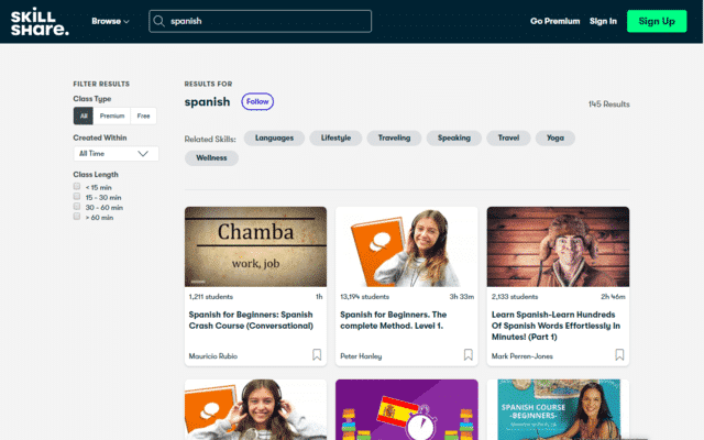 SkillShare Learn Spanish Lessons Online